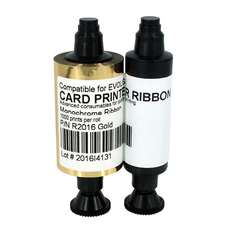 Compatible R2016 Gold Monochrome Ribbon for Evolis Card Printer - Click Image to Close