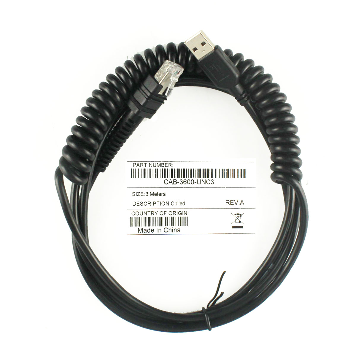 New compatible USB 3 meter Spring cable for Zebra LI3608 LI3678 - Click Image to Close